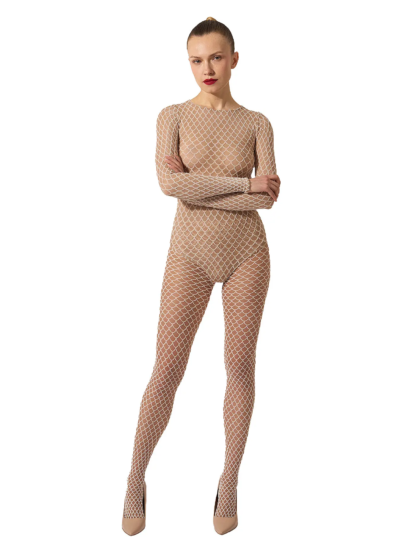 WOLFORD | Modestrumpfhose VELVET NET ILLUSION Fairly Light/White | 